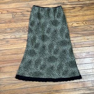 Greenish leopard midi skirt